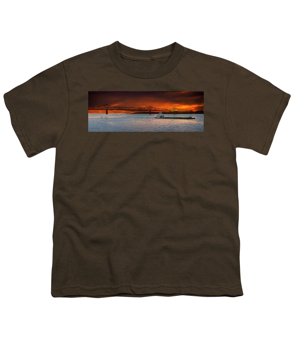 Peoria Youth T-Shirt featuring the photograph Sunrise On The Illinois River by Thomas Woolworth