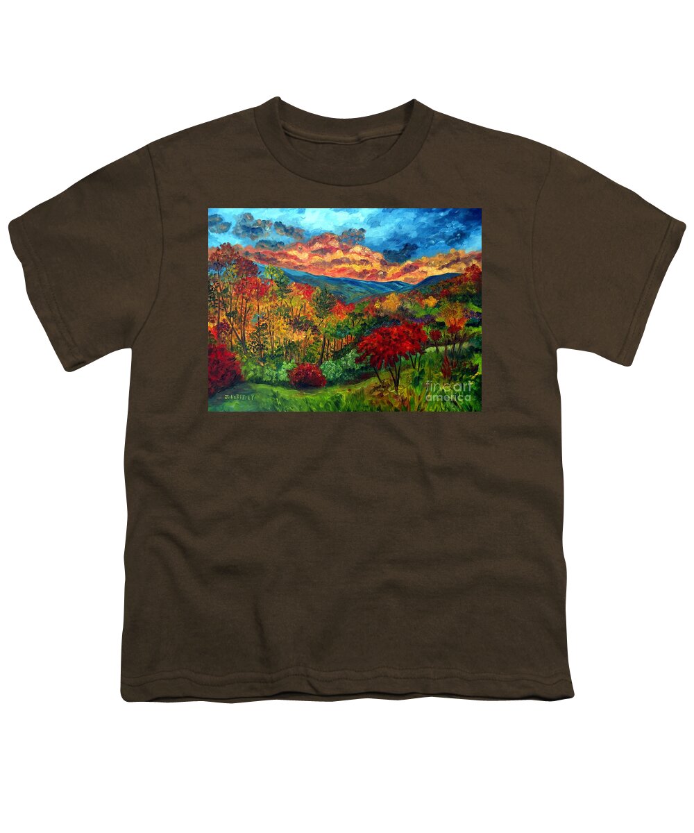 Sunset Youth T-Shirt featuring the painting Sunset in Shenandoah Valley by Julie Brugh Riffey
