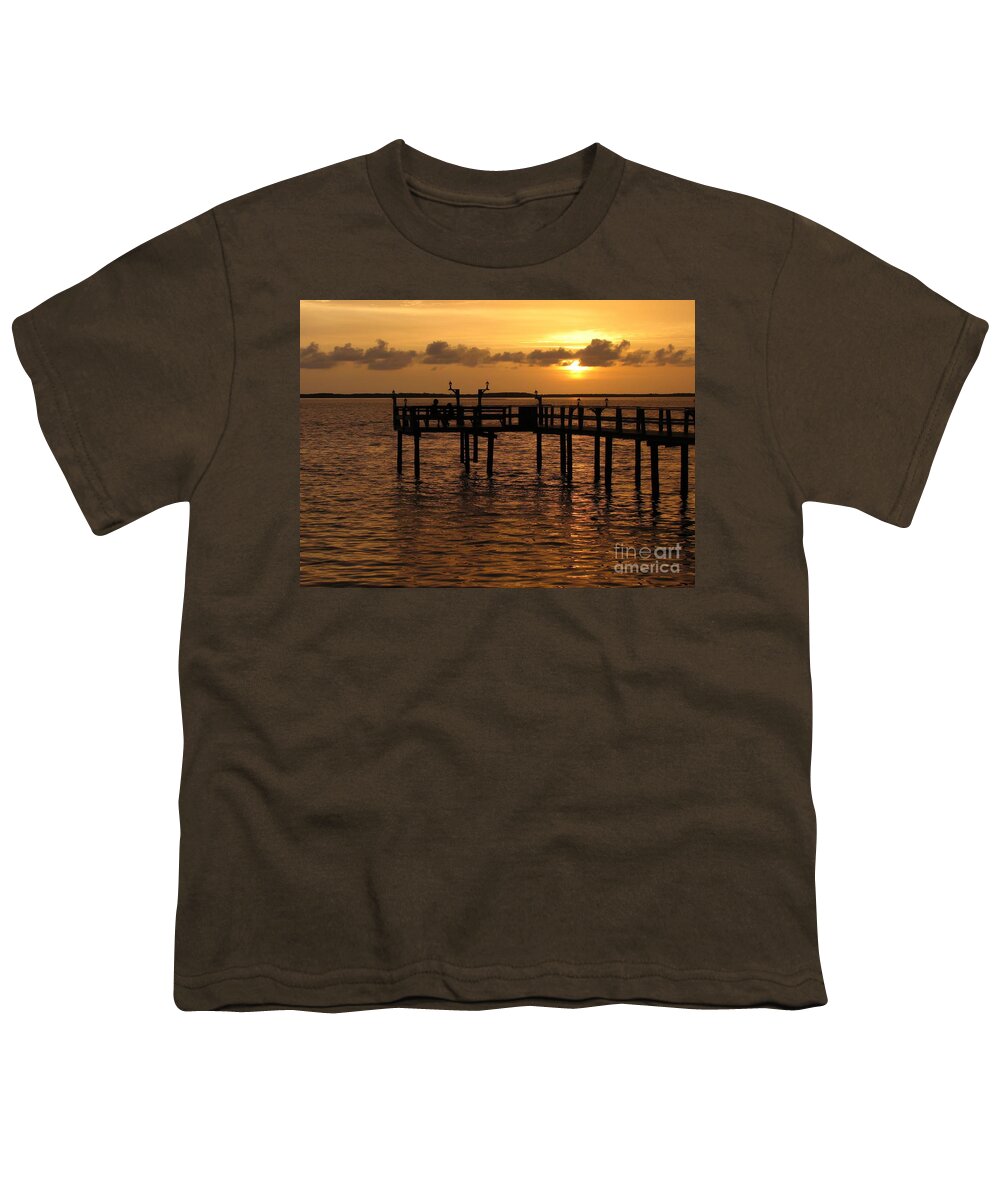 Florida Youth T-Shirt featuring the photograph Sunset On The Dock by Peggy Hughes