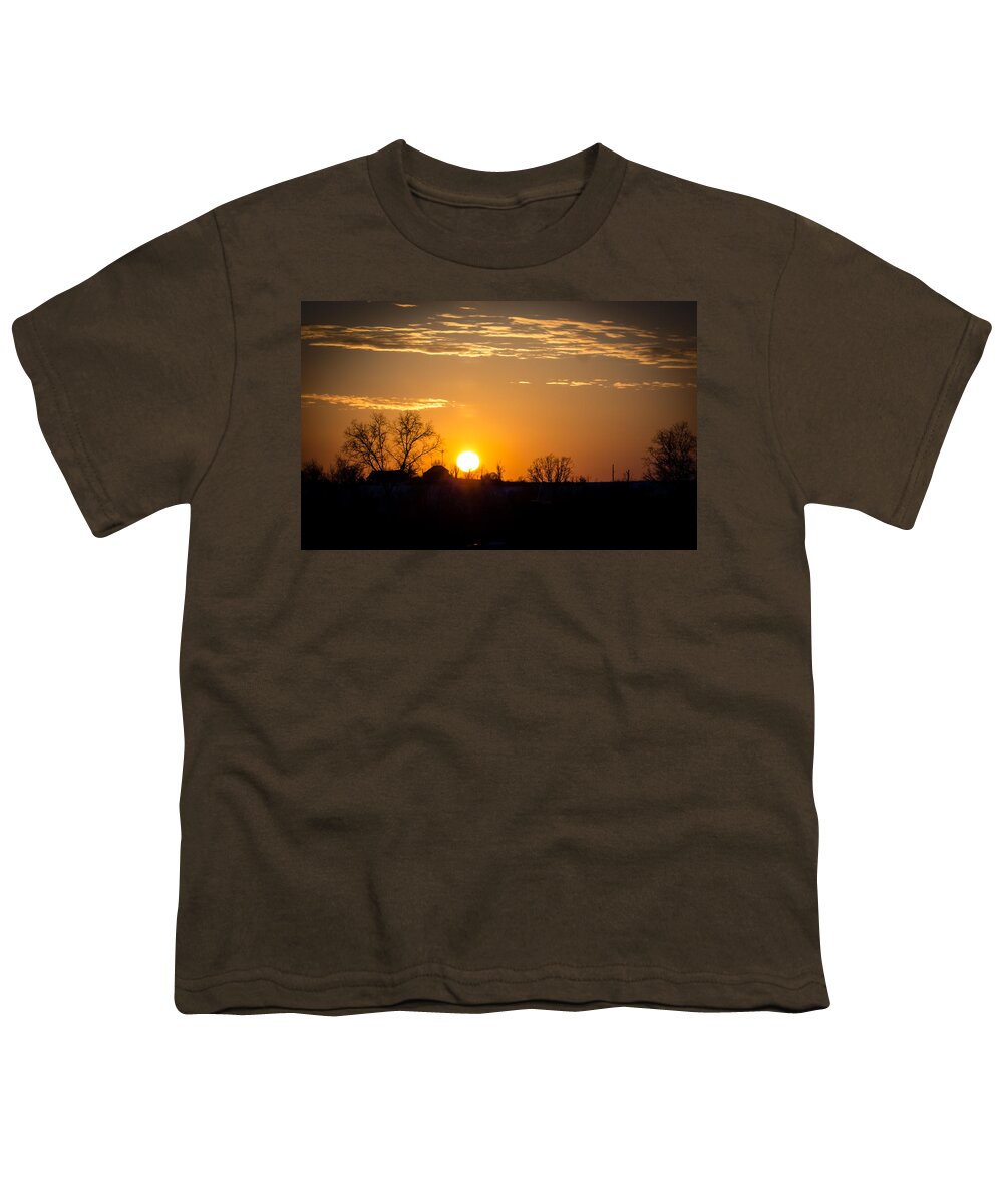 Sunset Youth T-Shirt featuring the photograph Sunset Over the Distant Farm by Holden The Moment