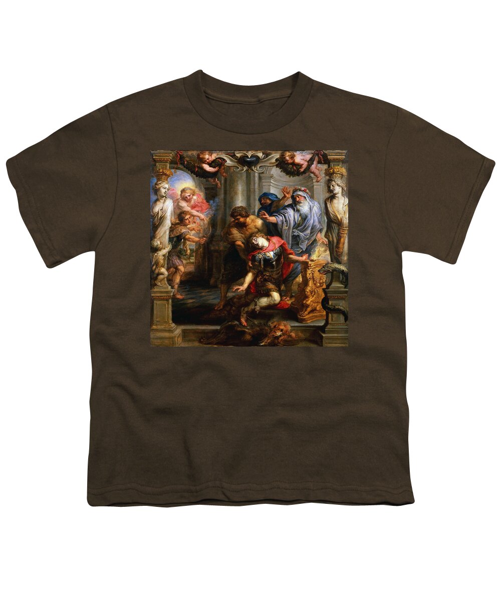 Peter Paul Rubens Youth T-Shirt featuring the painting The Death of Achilles by Peter Paul Rubens