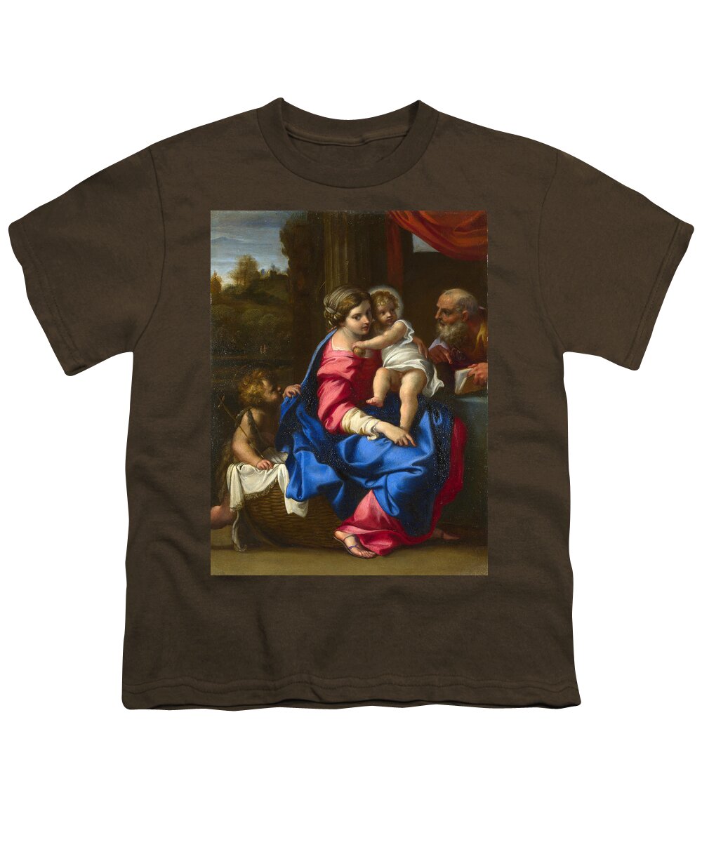 Annibale Carracci Youth T-Shirt featuring the painting The Holy Family with the Infant Saint John the Baptist by Annibale Carracci