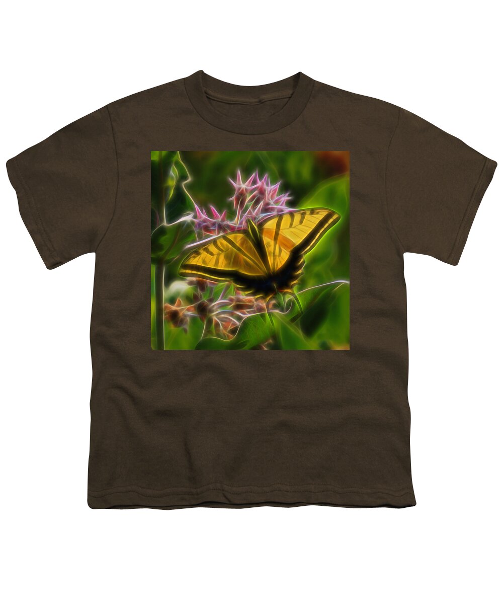Tiger Swallowtail Butterfly Youth T-Shirt featuring the digital art Tiger Swallowtail Digital Art by Ernest Echols