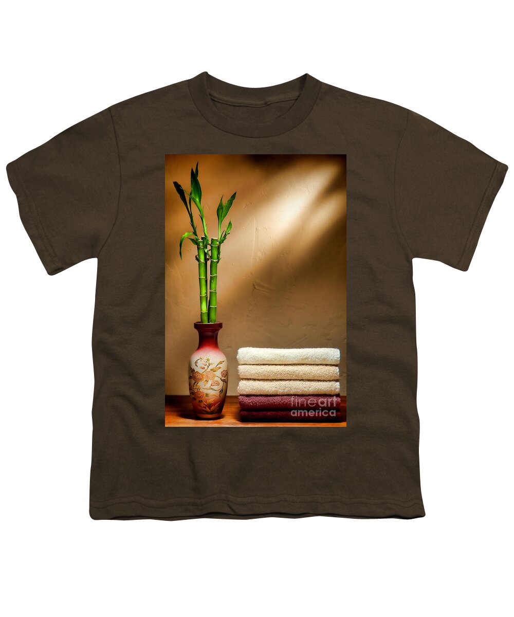 Towels Youth T-Shirt featuring the photograph Towels and Bamboo by Olivier Le Queinec