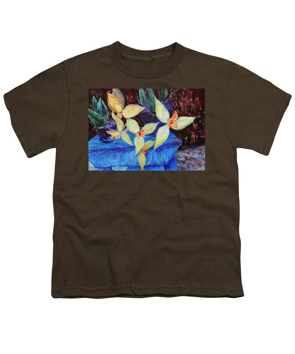 Still Life Youth T-Shirt featuring the painting Triangular Blossom by Xueling Zou