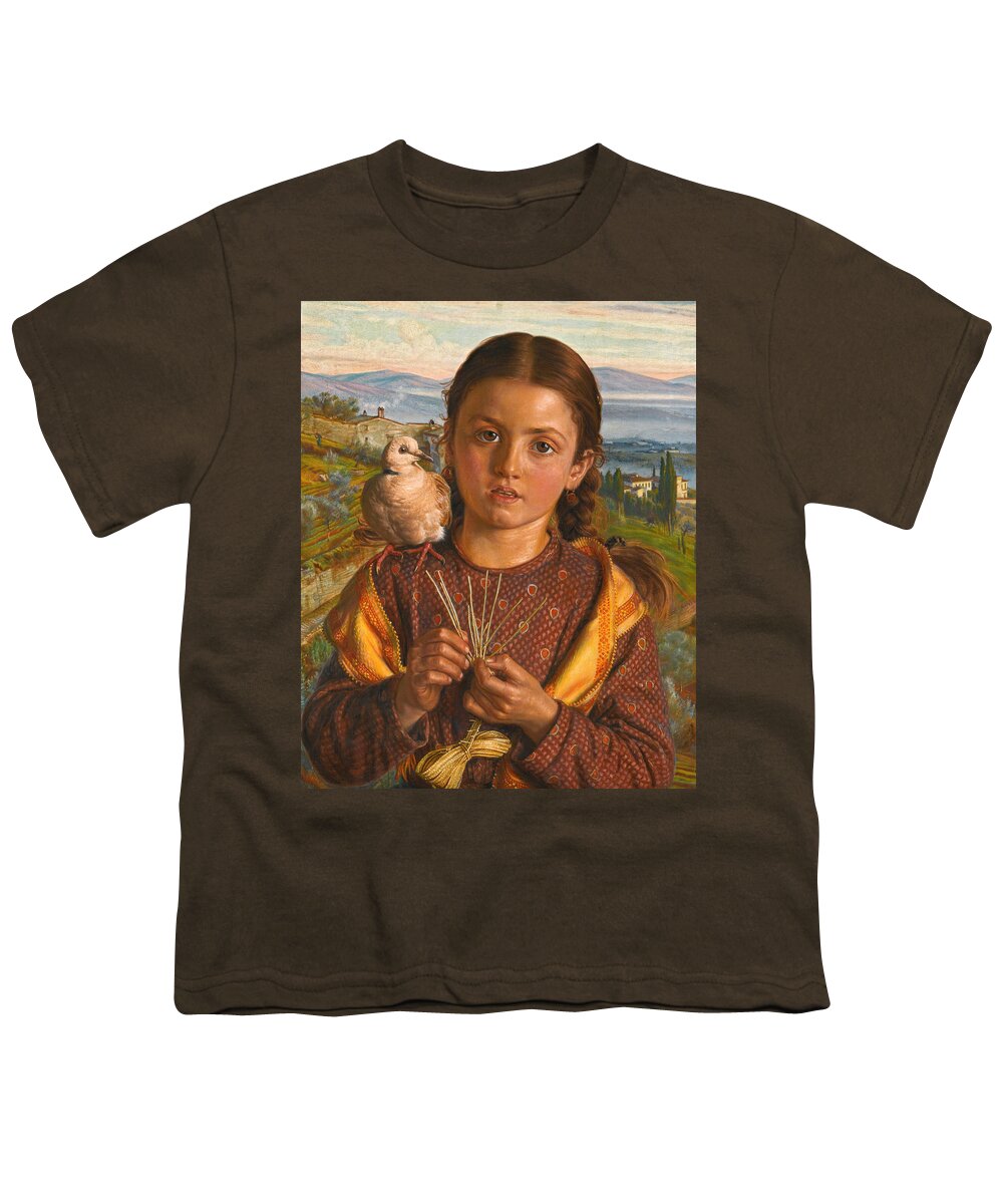 William Holman Hunt Youth T-Shirt featuring the painting Tuscan Girl Plaiting Straw by William Holman Hunt