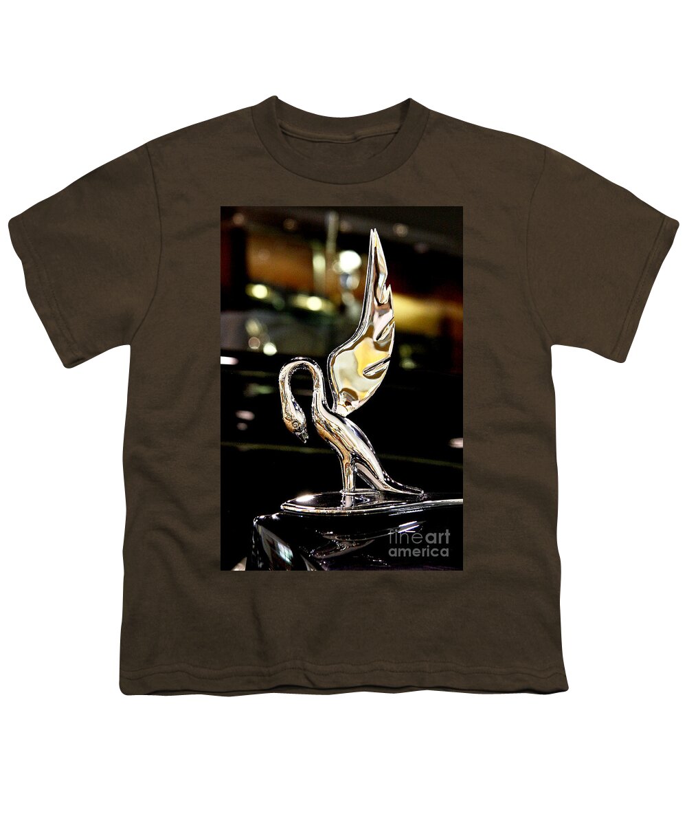 Vintage Swan Packard Photographs Youth T-Shirt featuring the photograph Vintage Swan Packard Hood Ornament Car Fine Art Photography Print by Jerry Cowart