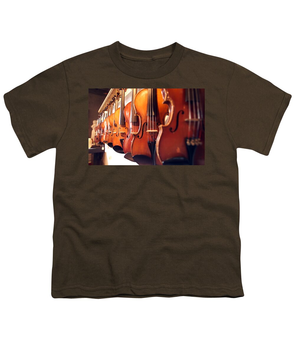 Violin Youth T-Shirt featuring the photograph Violins II by Jon Neidert