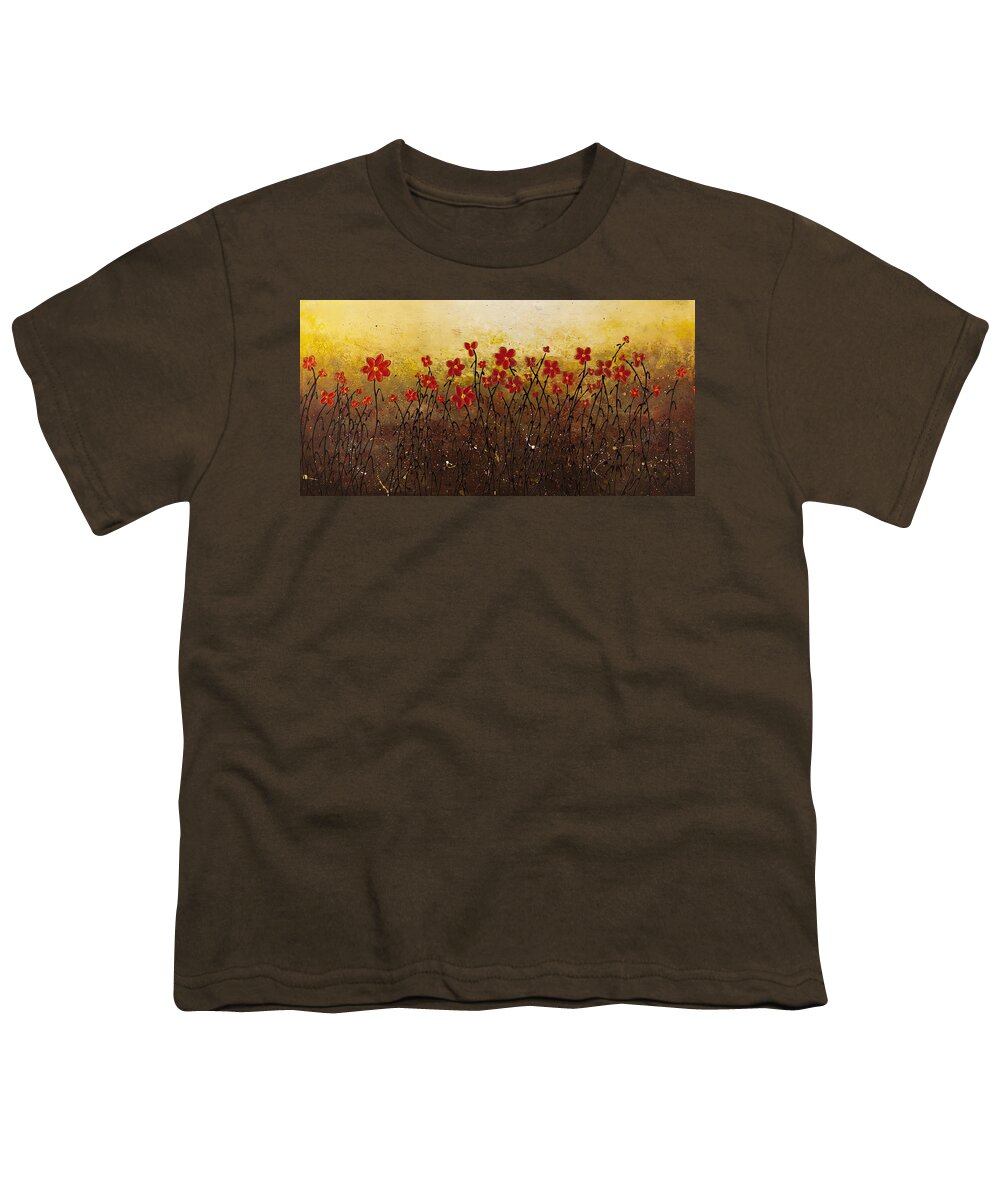 Abstract Art Youth T-Shirt featuring the painting Where Happiness Grows by Carmen Guedez