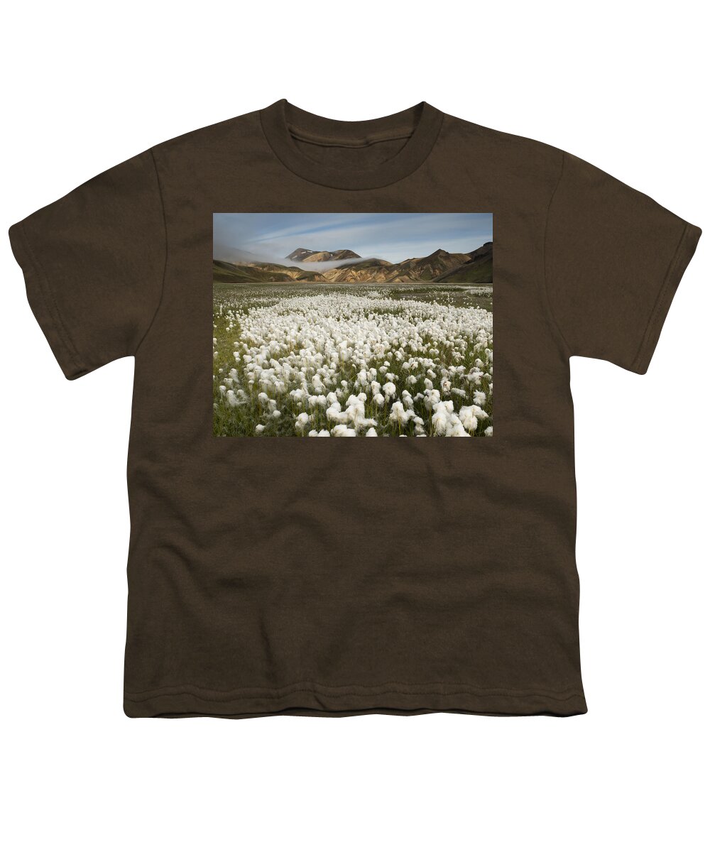 Feb0514 Youth T-Shirt featuring the photograph White Cottongrass Landmannalaugar by Rob Brown