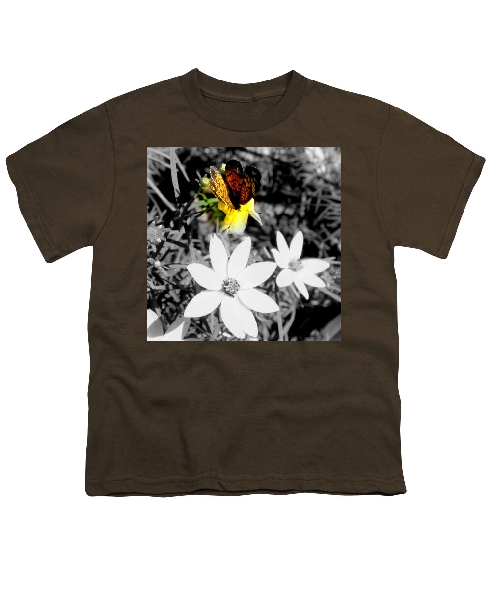 Butterfly Youth T-Shirt featuring the photograph A touch of color by Kim Galluzzo