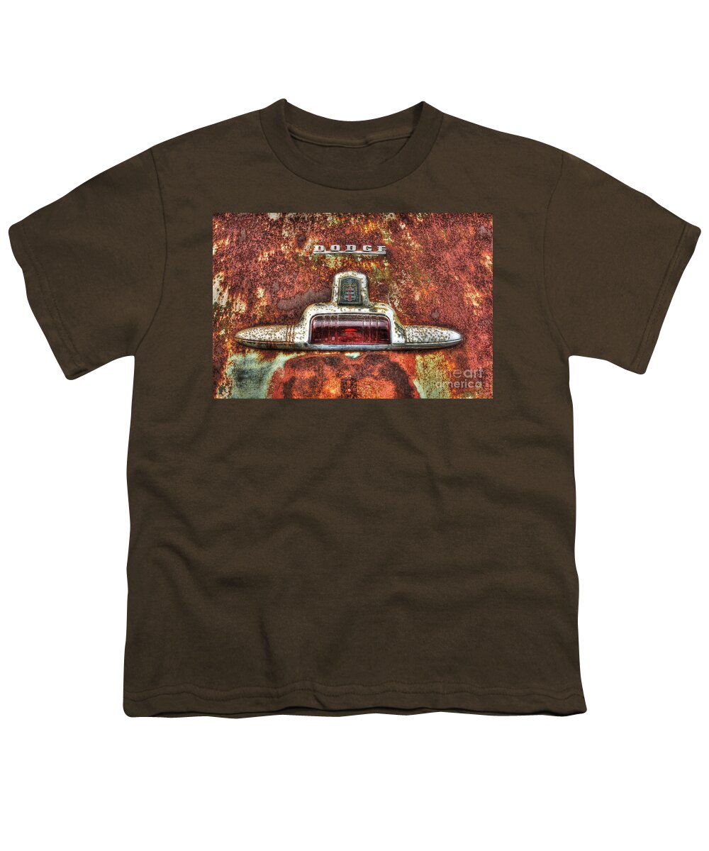 Old Youth T-Shirt featuring the photograph Antique Dodge Logo by Dan Stone