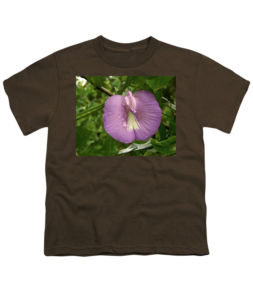 Nature Youth T-Shirt featuring the photograph Butterfly Pea by Peggy Urban