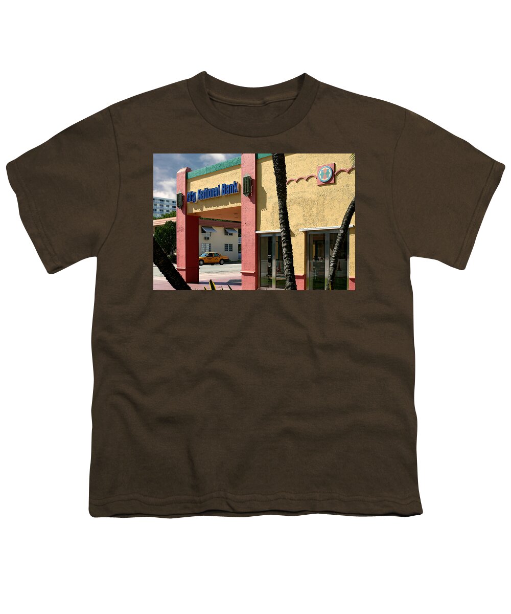 Art Deco District Miami Beach Youth T-Shirt featuring the photograph City National Bank. Miami. FL. USA by Juan Carlos Ferro Duque