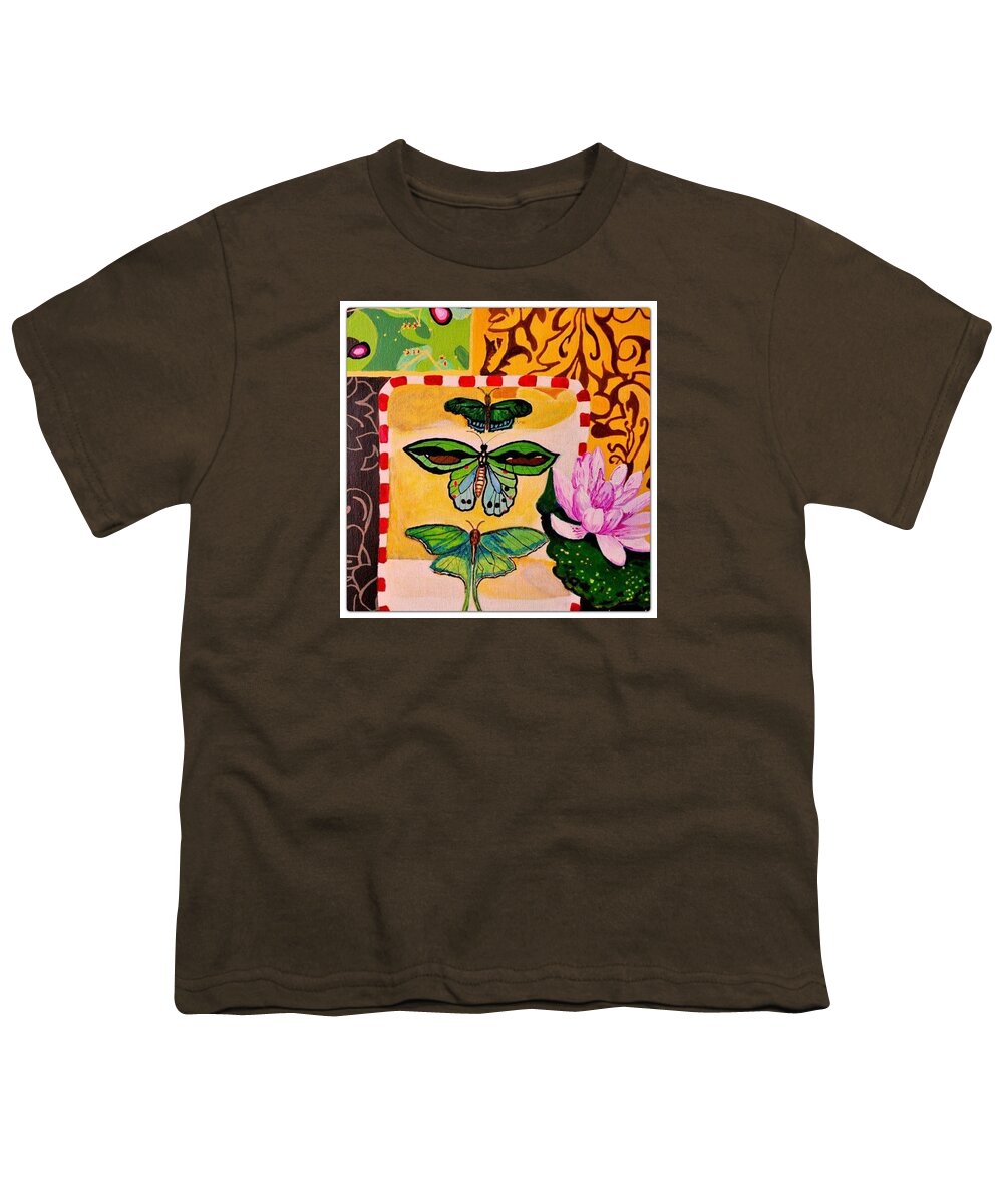 Lotus Youth T-Shirt featuring the painting Oil Collage by Sandra Lira