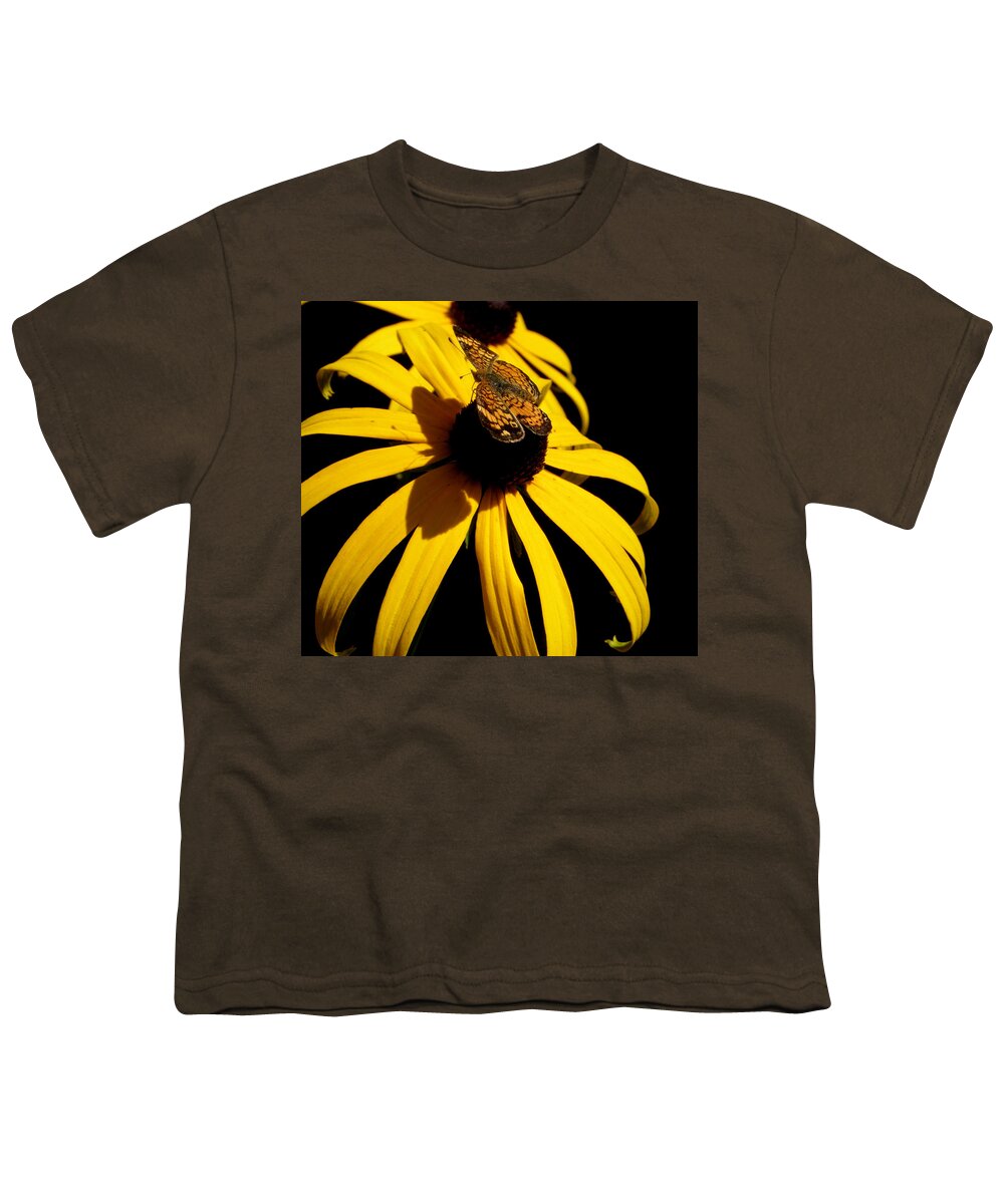 Butterfly Youth T-Shirt featuring the photograph Double yellow Delight with a surprise by Kim Galluzzo