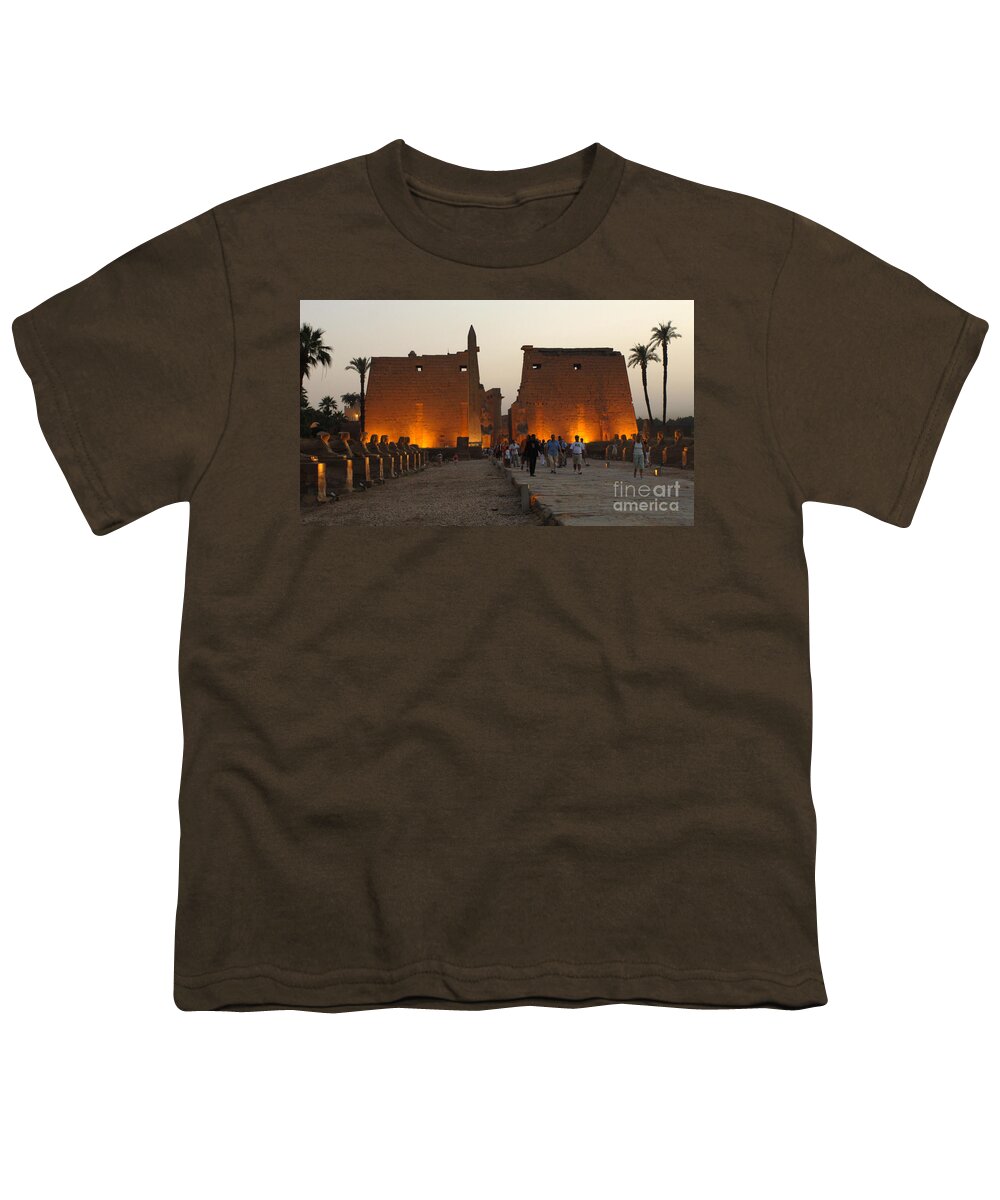 Luxor Temple Youth T-Shirt featuring the photograph Egypt Luxor Temple by Bob Christopher