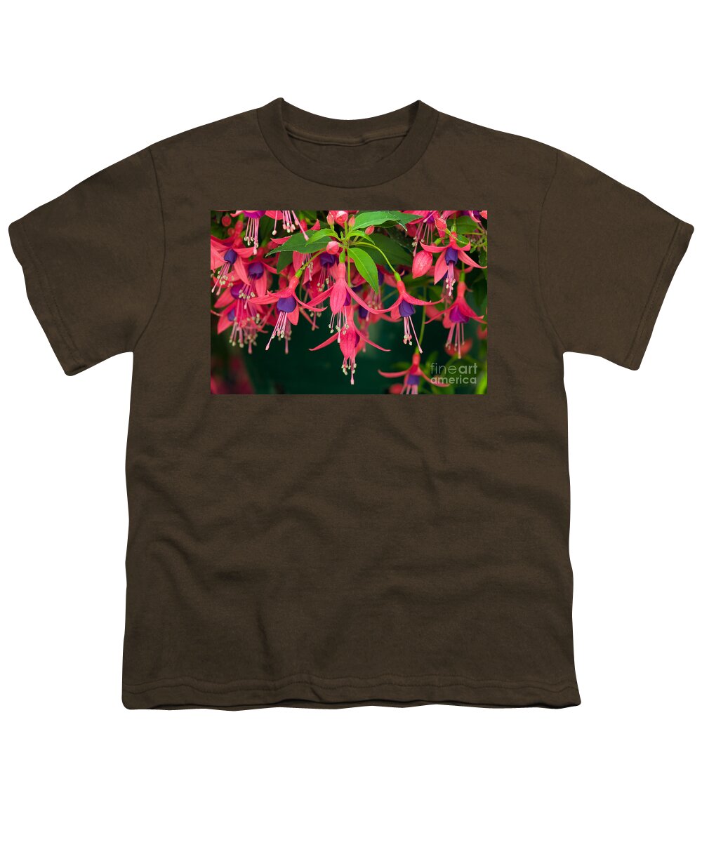 Plants Youth T-Shirt featuring the photograph Fuchsia Windchime Flowers by Alan and Linda Detrick and Photo Researchers