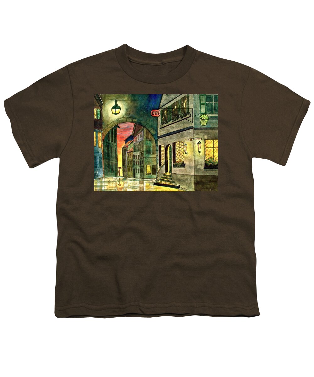 Tavern Youth T-Shirt featuring the painting Goodnight Old Friends by Frank SantAgata