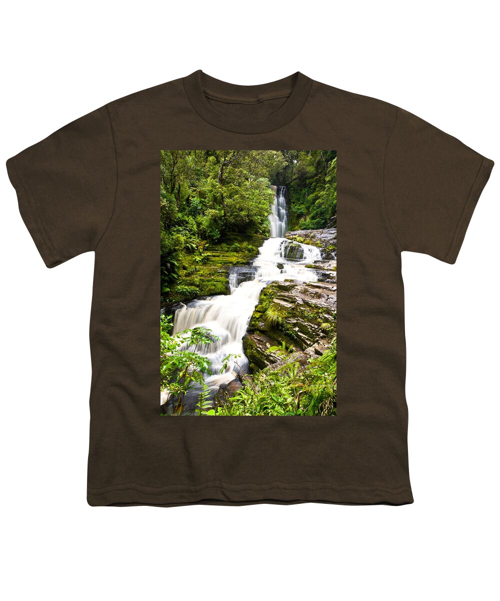 Abstract Youth T-Shirt featuring the photograph McLean Falls in the Catlins by U Schade