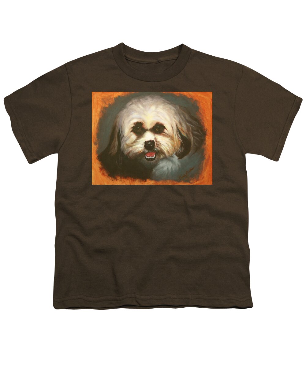Dog Youth T-Shirt featuring the painting Bright Eyes by Candace Antonelli
