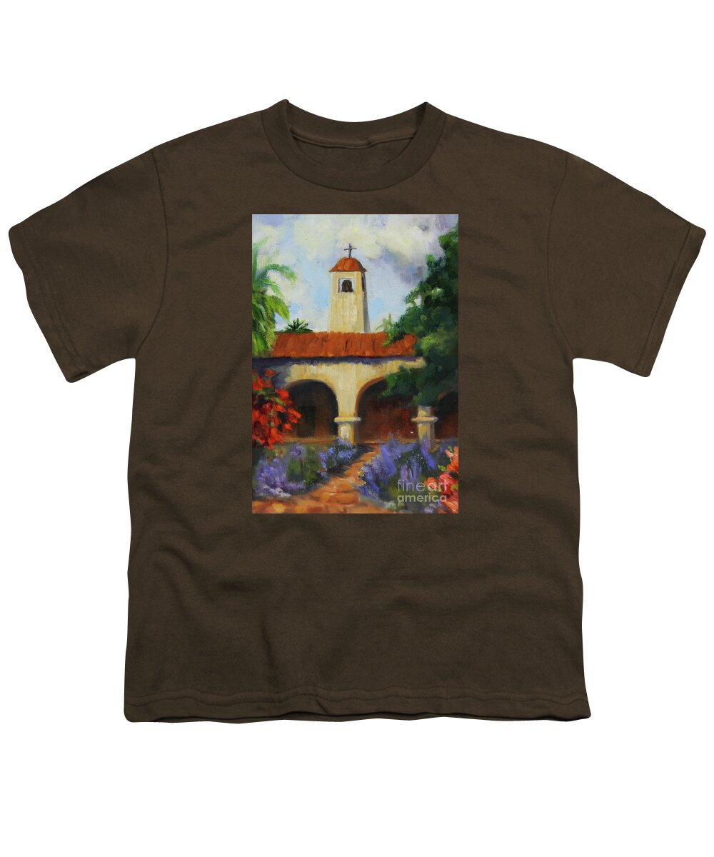 San Juan Capistrano Youth T-Shirt featuring the painting Mission San Juan Capistrano by Maria Hunt