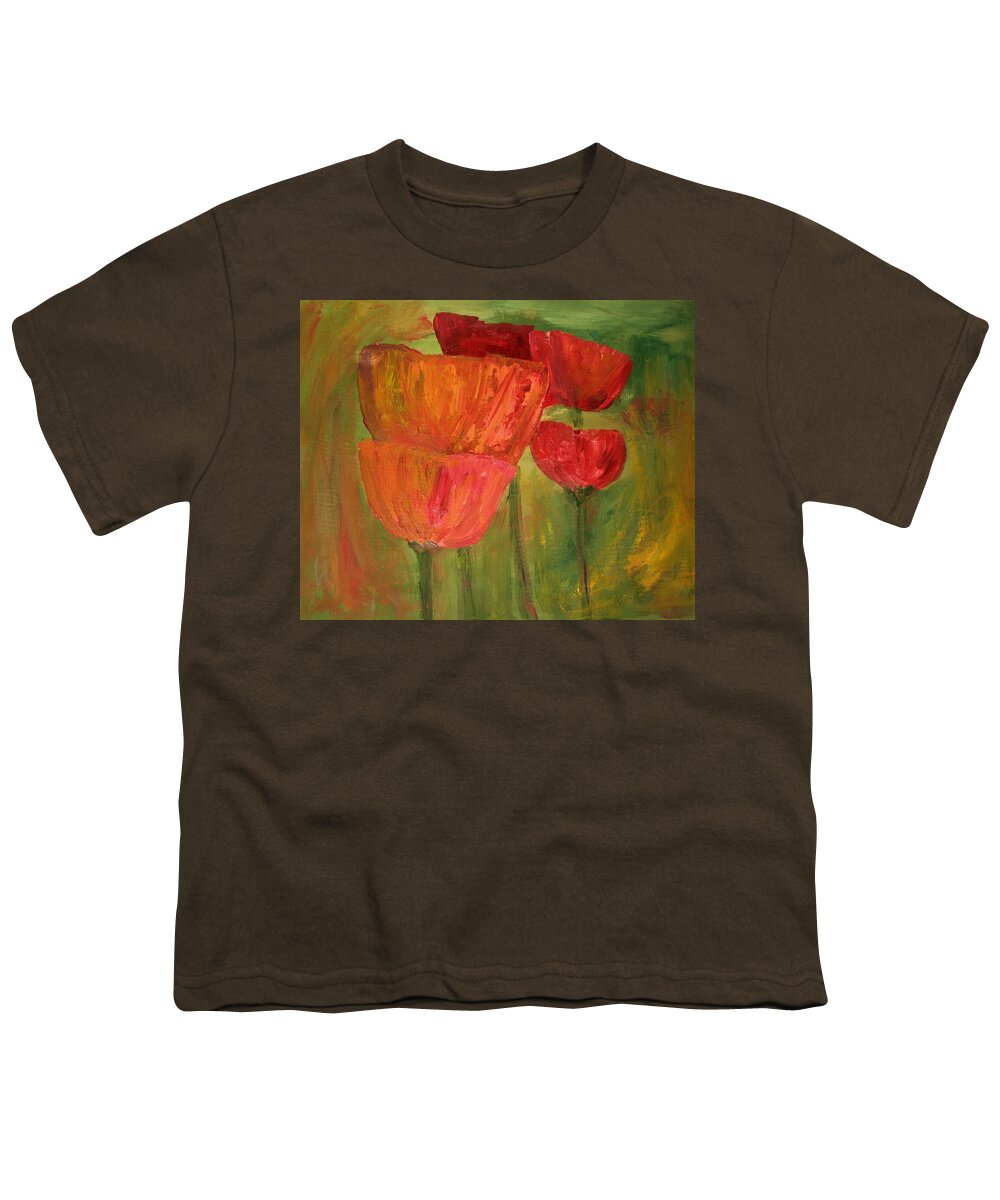 Flowers Youth T-Shirt featuring the painting Poppies 2 by Julie Lueders 