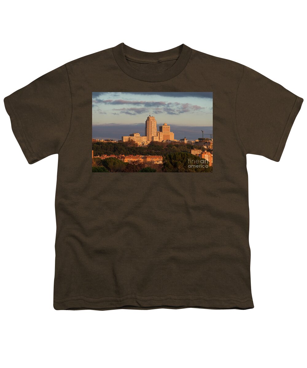 Campo Youth T-Shirt featuring the photograph Madrid Skyline #1 by Andrew Michael