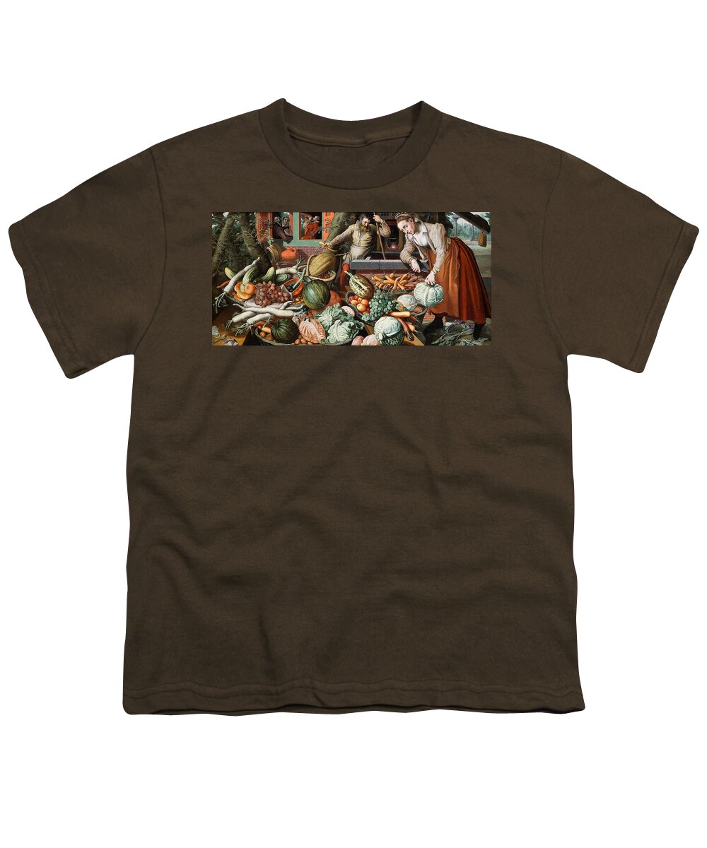 Pieter Aertsen Youth T-Shirt featuring the painting Market Scene #4 by Pieter Aertsen