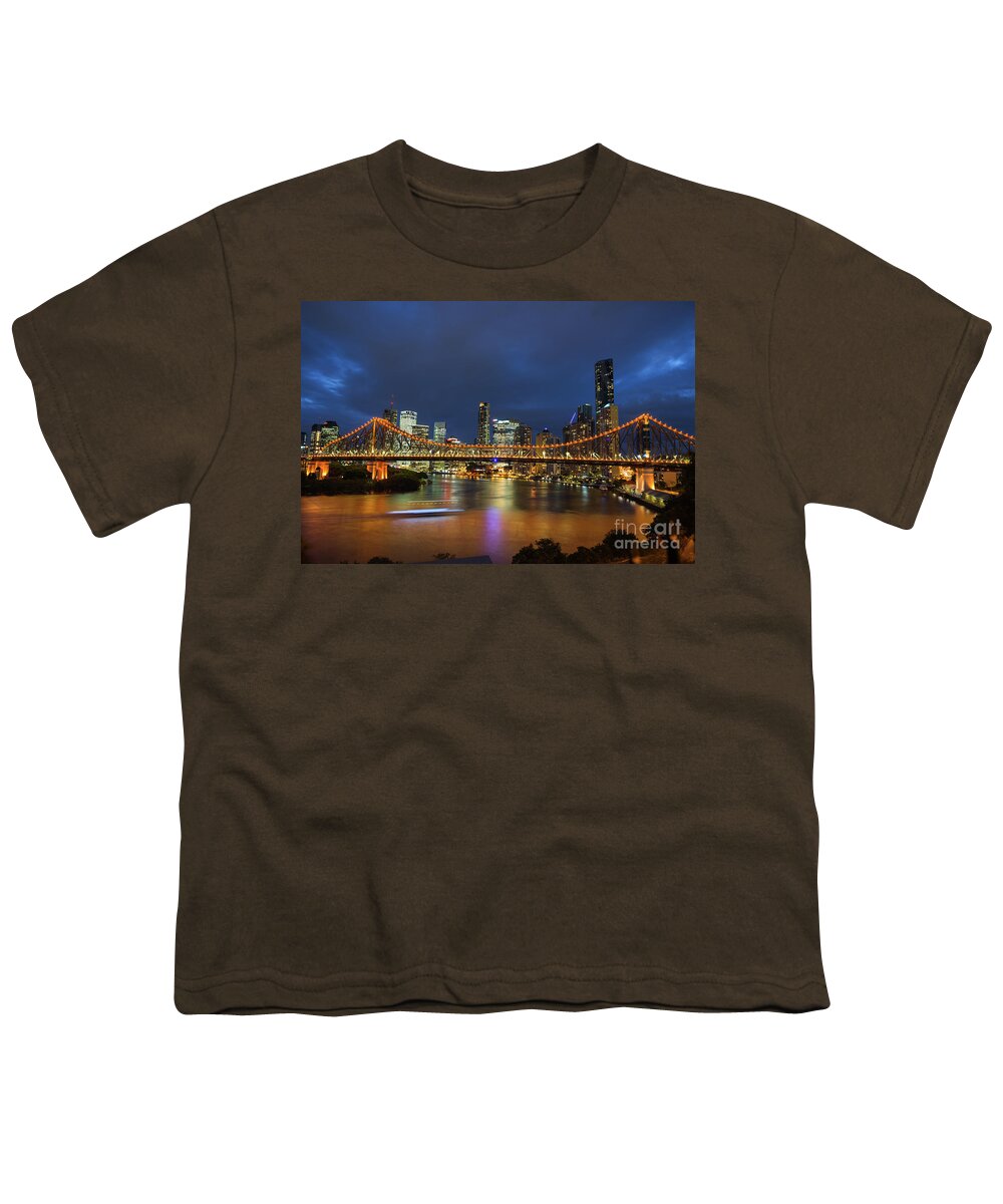 2017 Youth T-Shirt featuring the photograph Story Bridge lit up after dark #1 by Andrew Michael