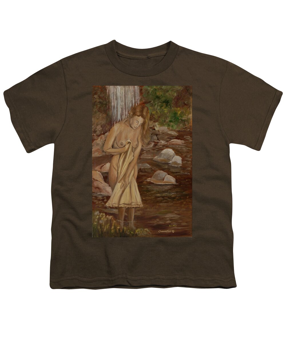 Nude Youth T-Shirt featuring the painting The Bath #1 by Quwatha Valentine