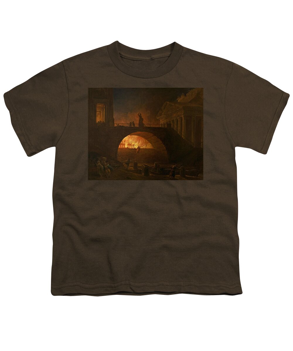 Hubert Robert Youth T-Shirt featuring the painting The Fire of Rome by Hubert Robert