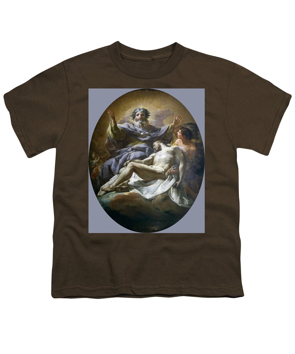 Corrado Giaquinto Youth T-Shirt featuring the painting The Holy Trinity #1 by Corrado Giaquinto