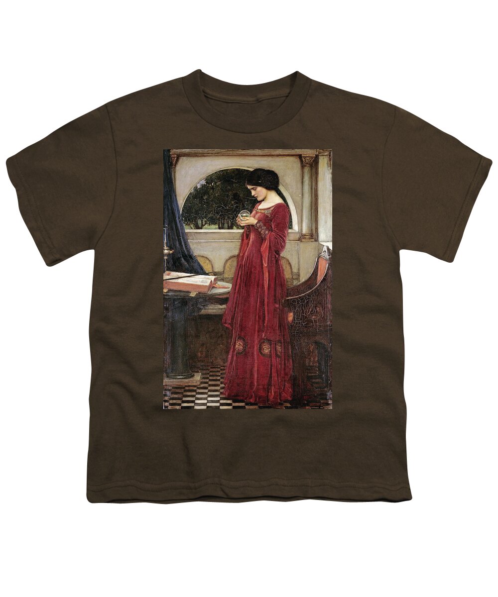 Crystal Youth T-Shirt featuring the painting The Crystal Ball #6 by John William Waterhouse