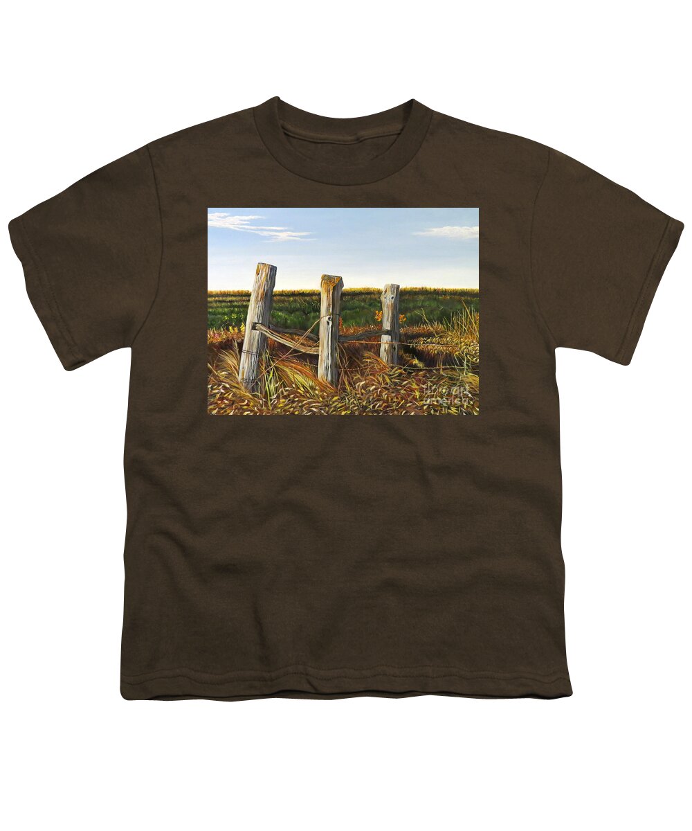 Farm Youth T-Shirt featuring the painting 3 Old Posts by Marilyn McNish