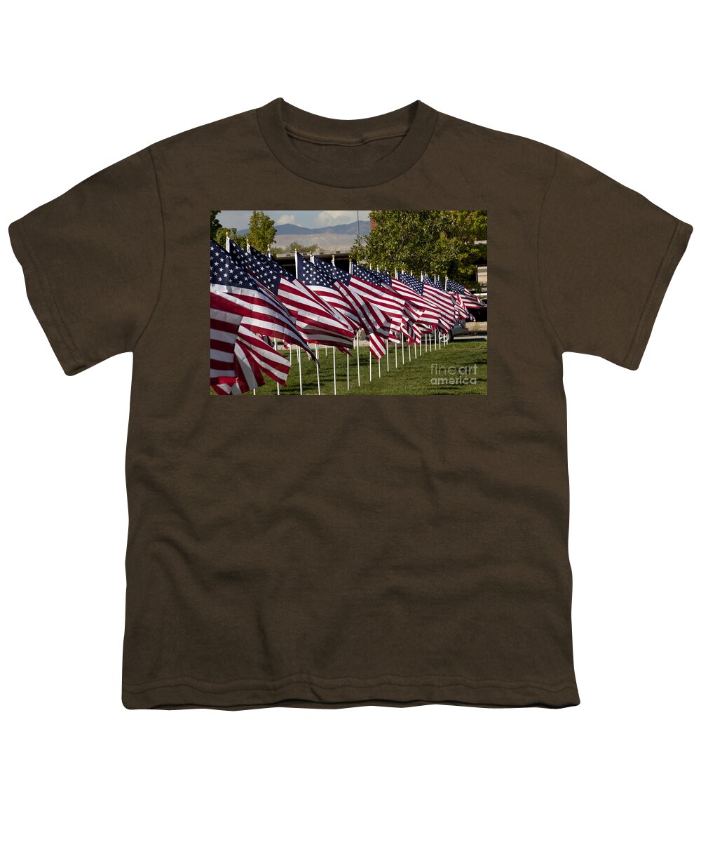 Flag Pole Youth T-Shirt featuring the photograph Patriotic flag display #3 by Anthony Totah