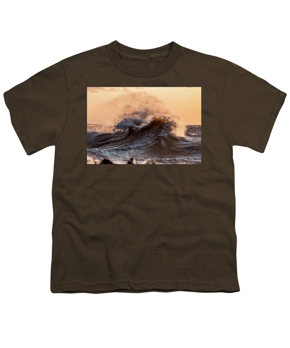 Lake Youth T-Shirt featuring the photograph Lake Erie Waves #56 by Dave Niedbala