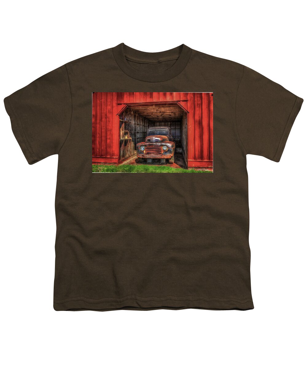 Reid Callaway A Hiding Place Youth T-Shirt featuring the photograph A Hiding Place 1949 Ford Pickup Truck by Reid Callaway