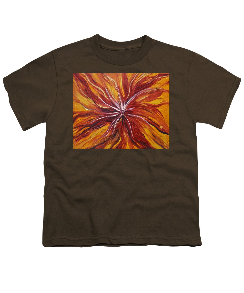 Abstract Youth T-Shirt featuring the painting Abstract Orange Flower by Michelle Pier