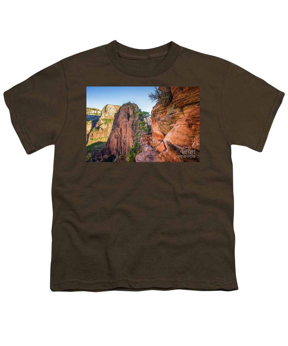 Adventure Youth T-Shirt featuring the photograph Angels Landing by JR Photography