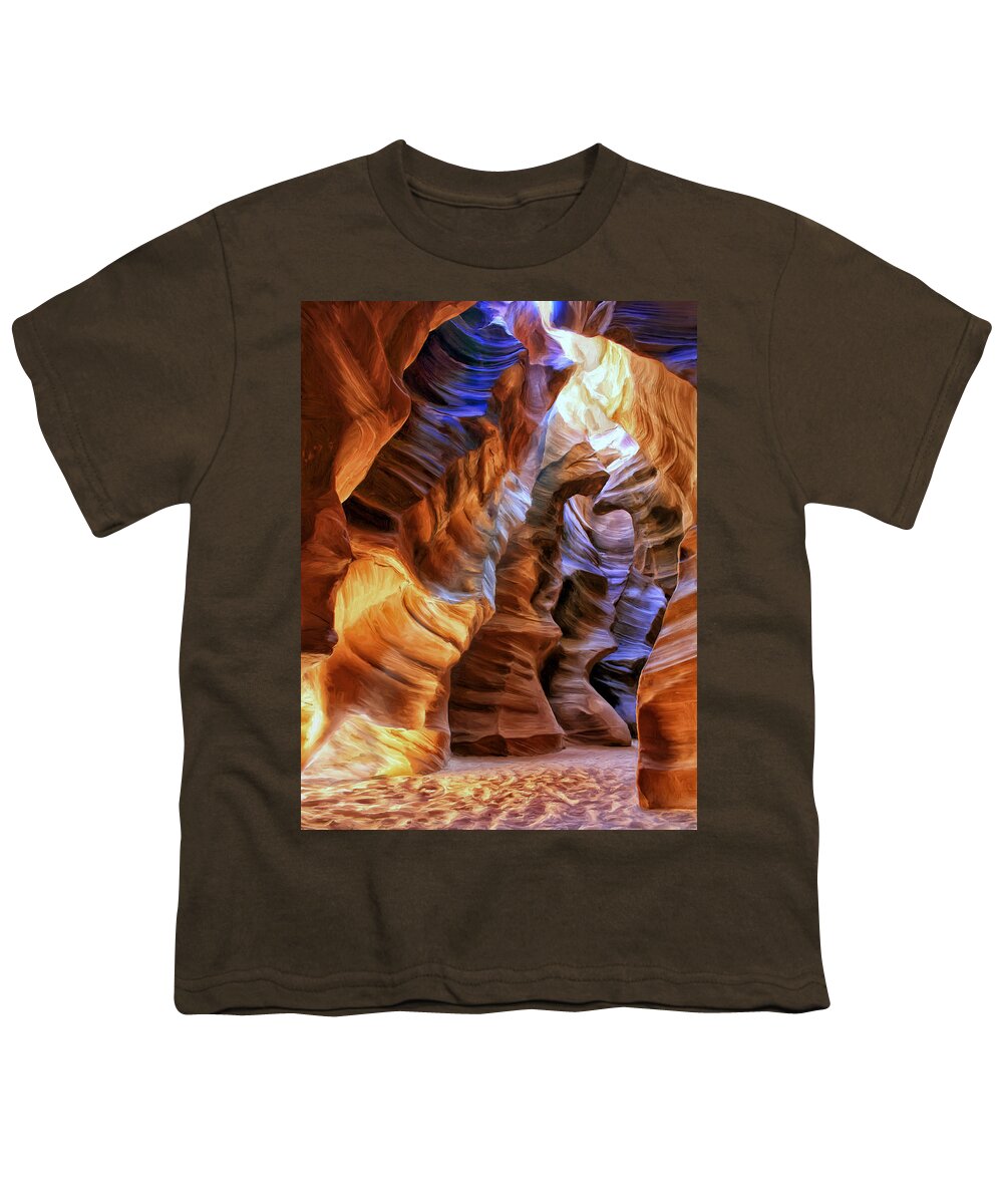 Antelope Canyon Youth T-Shirt featuring the painting Antelope Canyon by Dominic Piperata