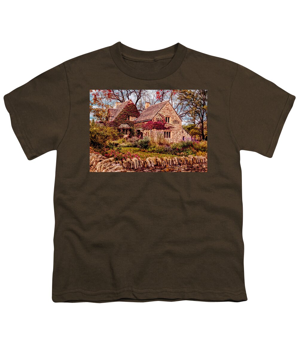 Cotswold Cottage Youth T-Shirt featuring the photograph Autumn at Cotswold Cottage by Susan Rissi Tregoning