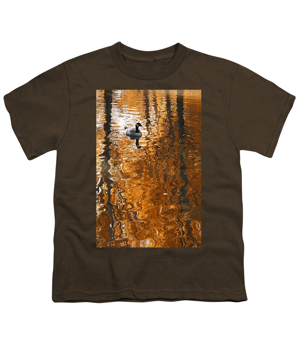 Autumn Youth T-Shirt featuring the photograph Autumn Goose Reflection by Brett Pelletier
