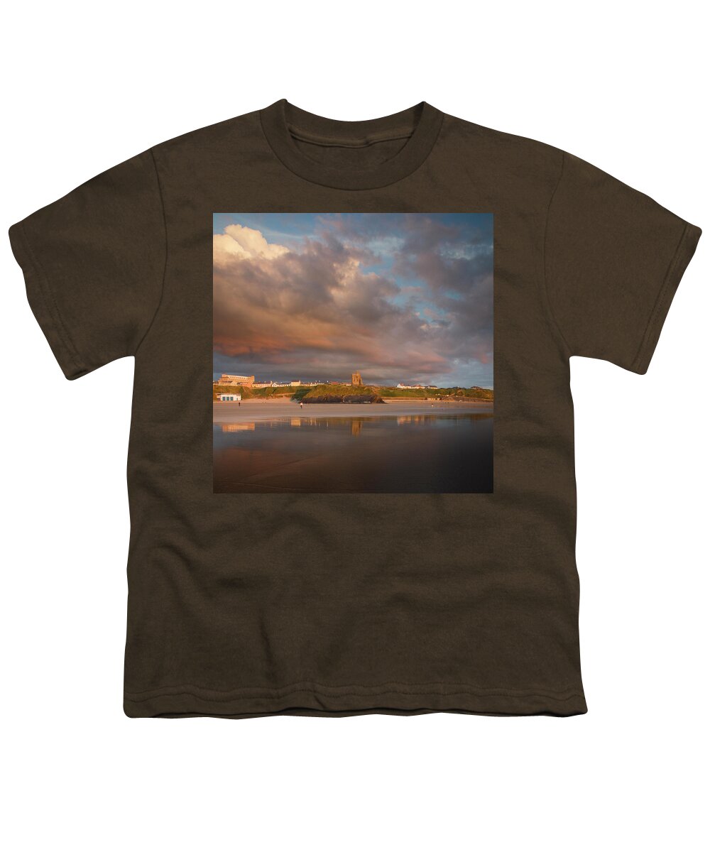 Square Youth T-Shirt featuring the photograph Ballybunion Castle Clouds sq by Mark Callanan