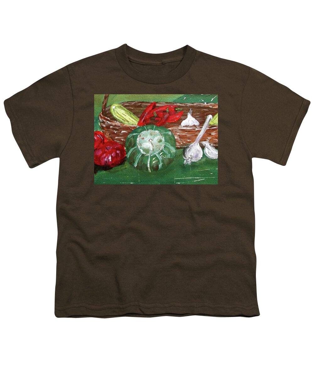 Basket Youth T-Shirt featuring the painting Basket of Goods study by Anna Ruzsan