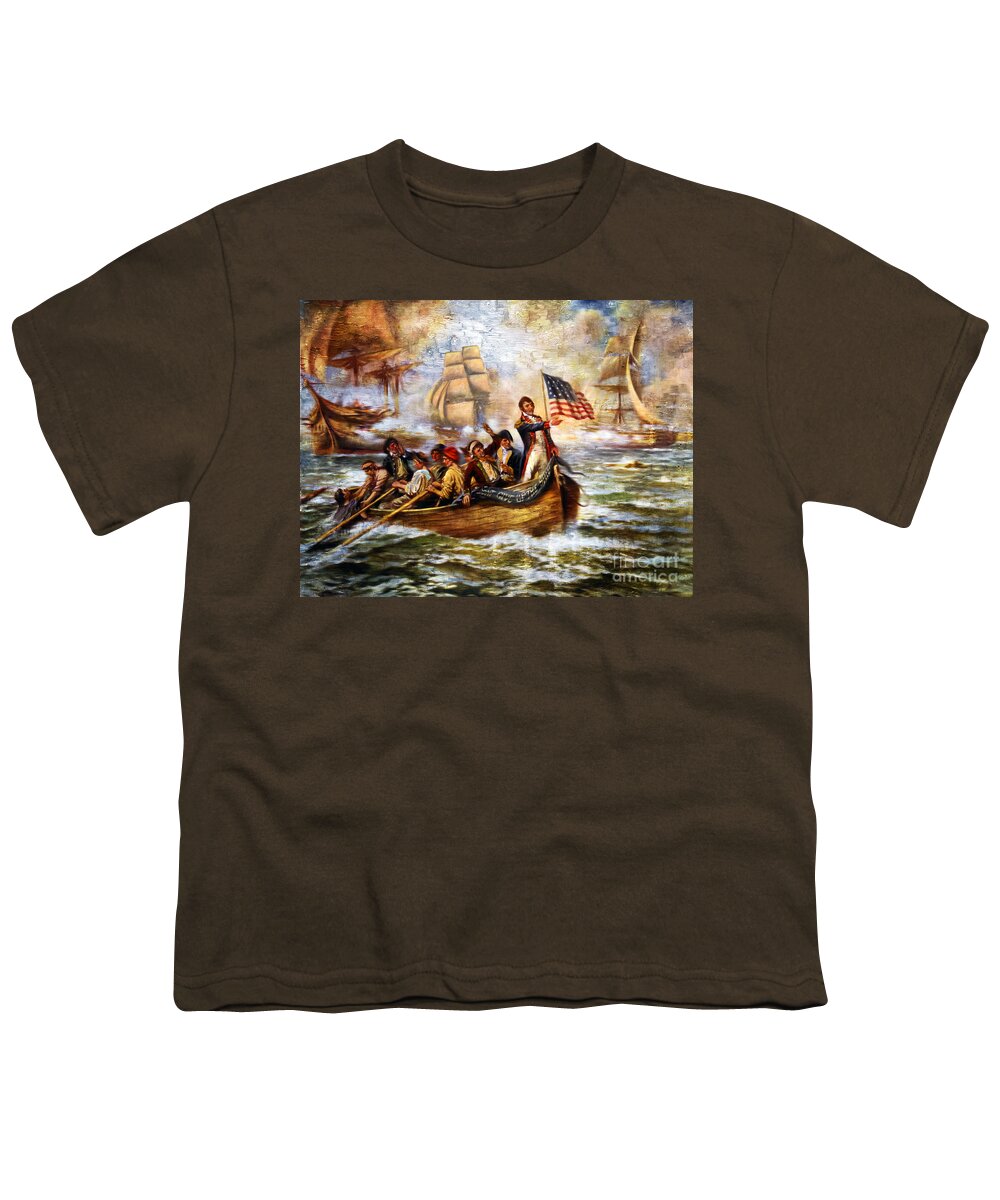 Battle Youth T-Shirt featuring the painting Battle of Lake Erie by Carlos Diaz