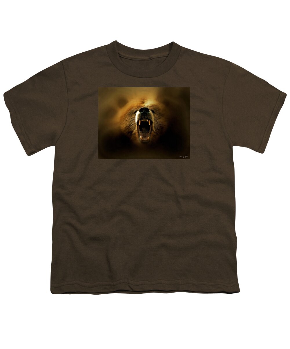 Bear Roar Youth T-Shirt featuring the digital art Bear Roar by Lilia S