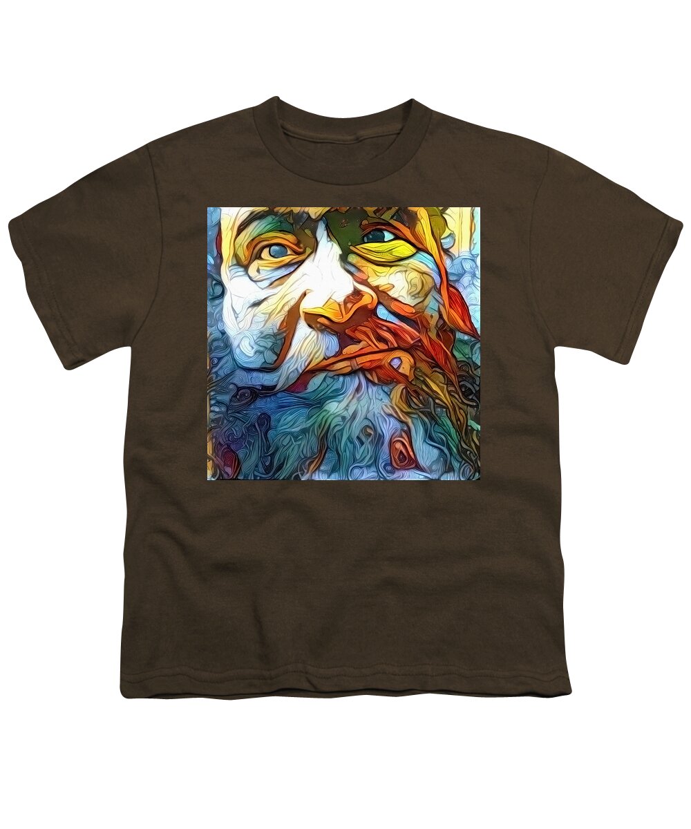 Portrait Youth T-Shirt featuring the digital art Bearded Man's Face by Bruce Rolff