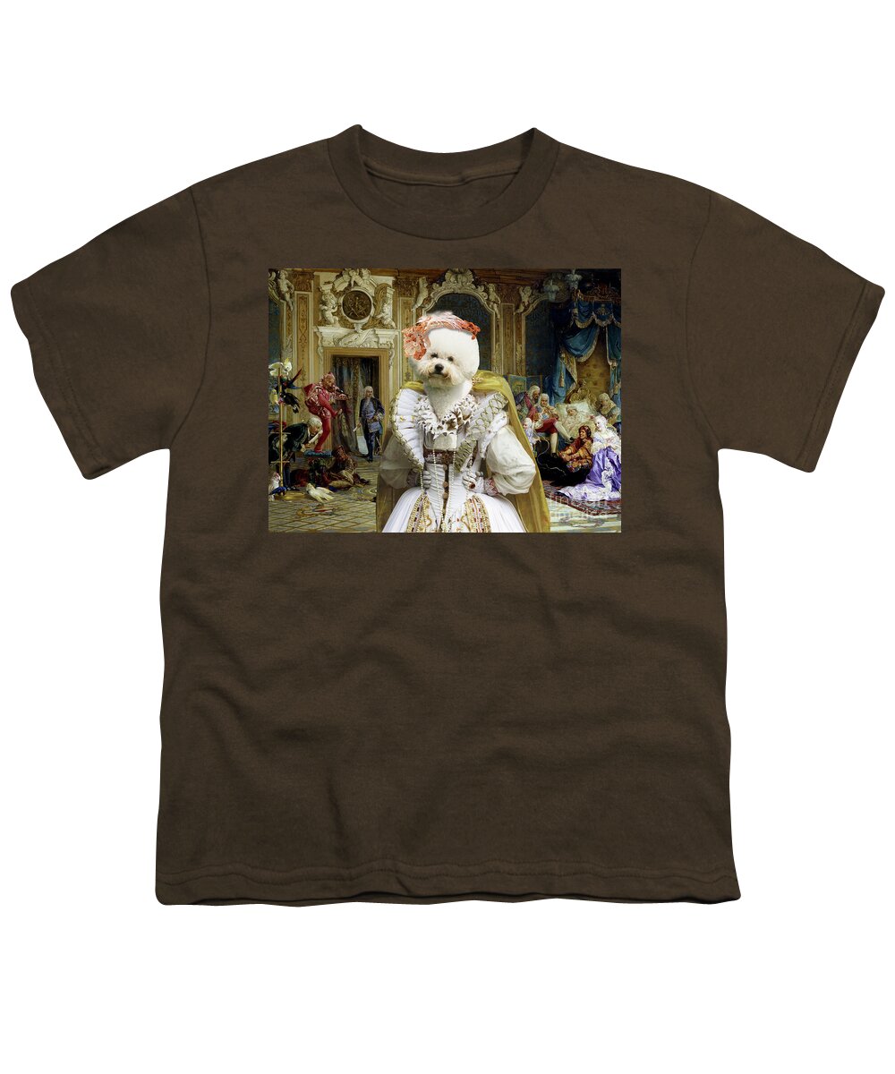 Bichon Frise Youth T-Shirt featuring the painting Bichon Frise Art Canvas Print - Jesters of Empress by Sandra Sij