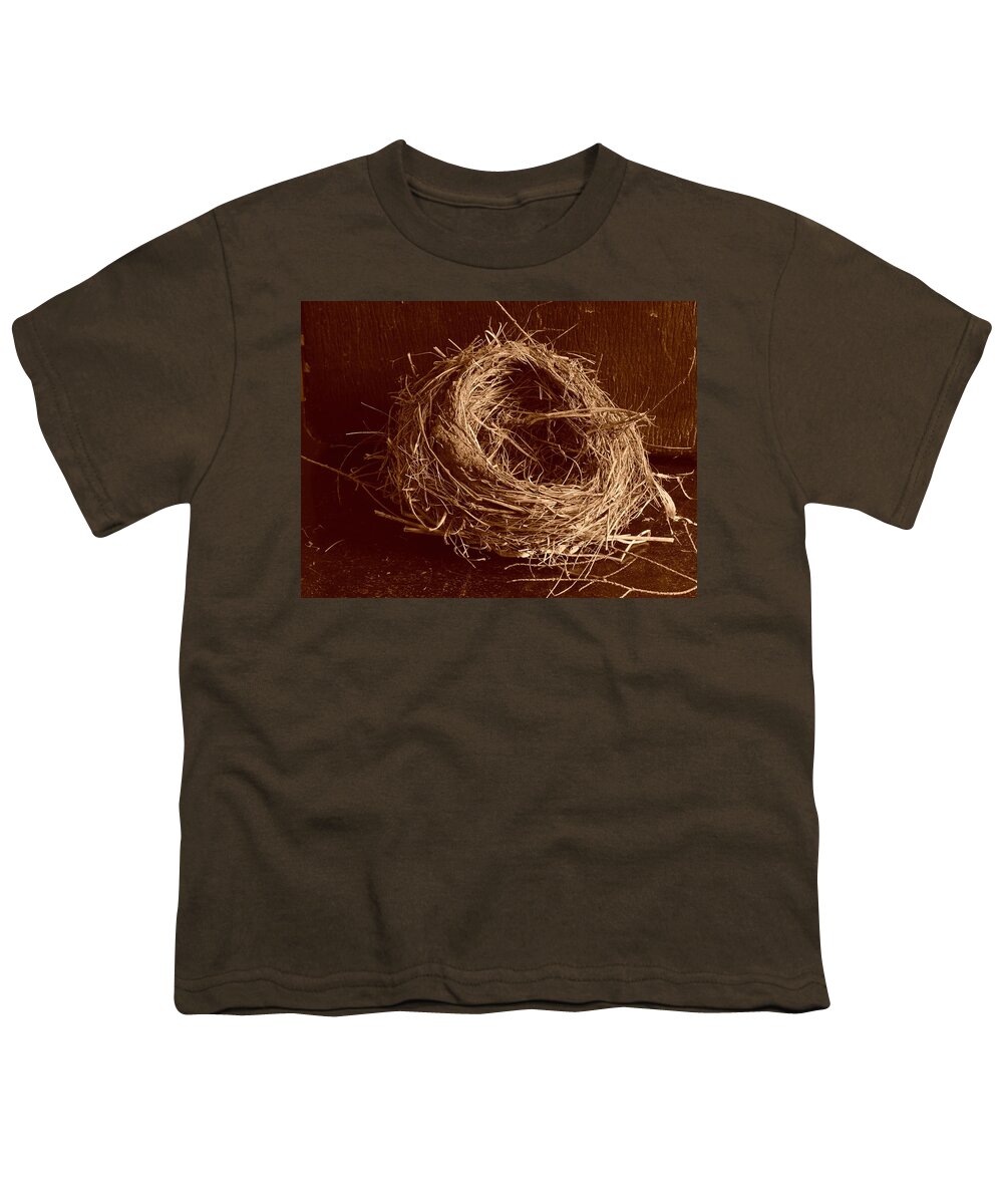 Architecture Youth T-Shirt featuring the photograph Bird's Nest Sepia by Bill Tomsa